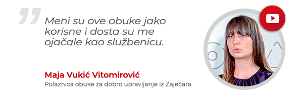 Maja Vukić Vitomirović - Polaznica obuke za dobro upravljanje iz Zaječara